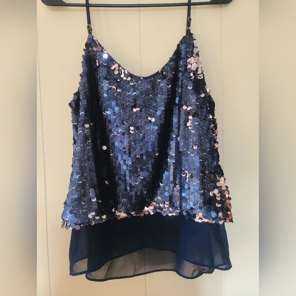 Chelsea & Violet Navy Silver Sequin Tank Top - Picture 2 of 3
